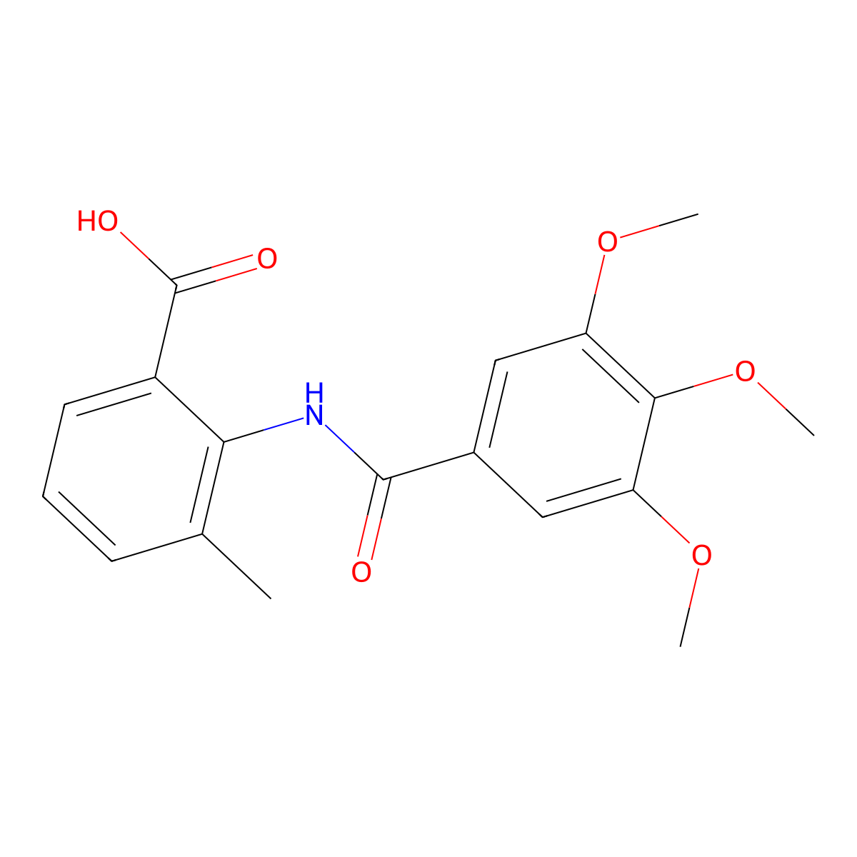 3-Methyl-2-{[(3,4,5-trimethoxyphenyl)carbonyl]amino}benzoic acid molecular structure, CAS 294891-37-5