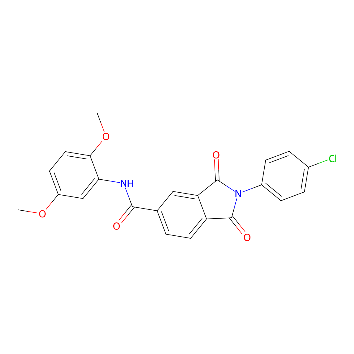 2-(4-chlorophenyl)-N-(2,5-dimethoxyphenyl)-1,3-dioxoisoindole-5-carboxamide molecular structure, CAS 294891-40-0