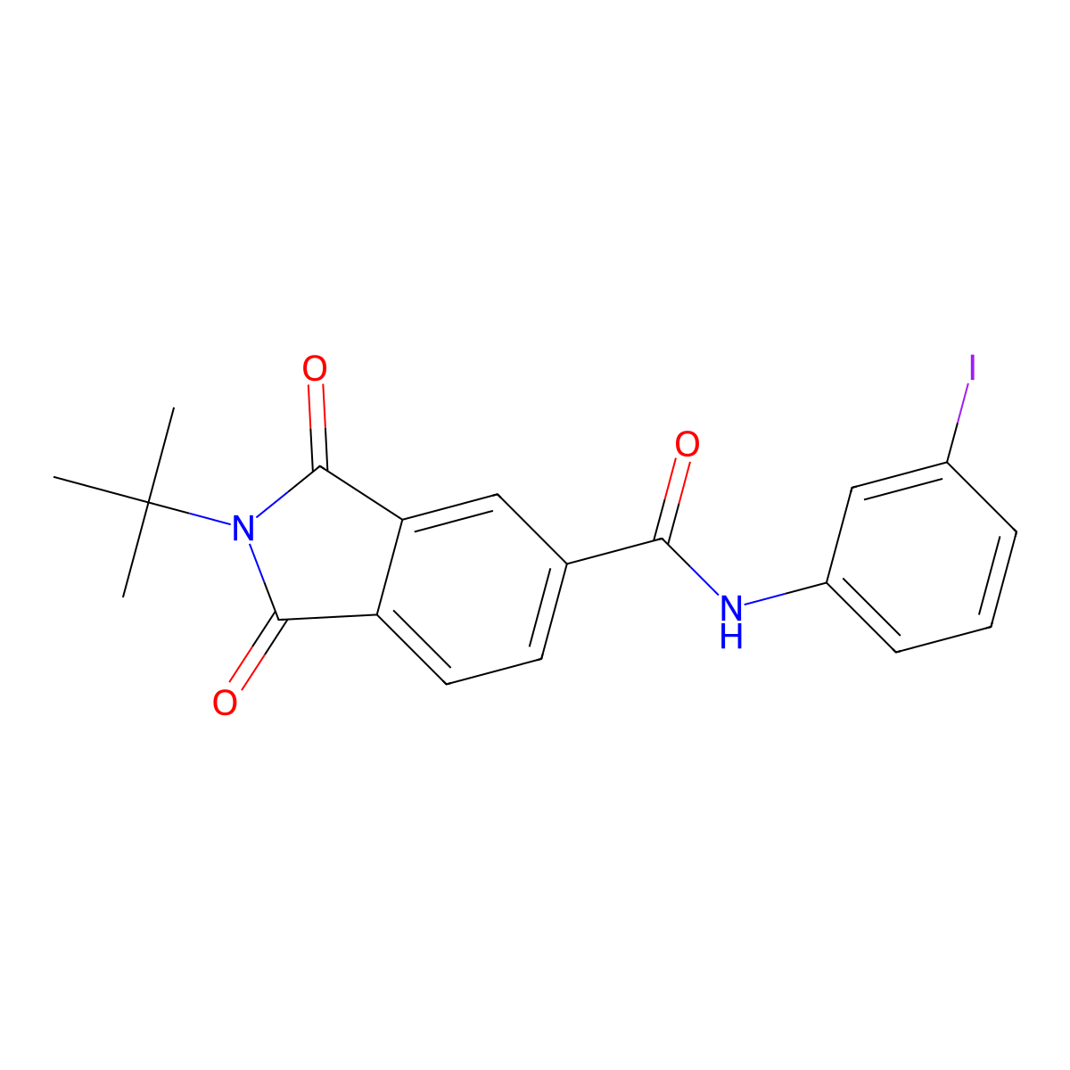 2-tert-butyl-N-(3-iodophenyl)-1,3-dioxoisoindole-5-carboxamide molecular structure, CAS 294891-43-3
