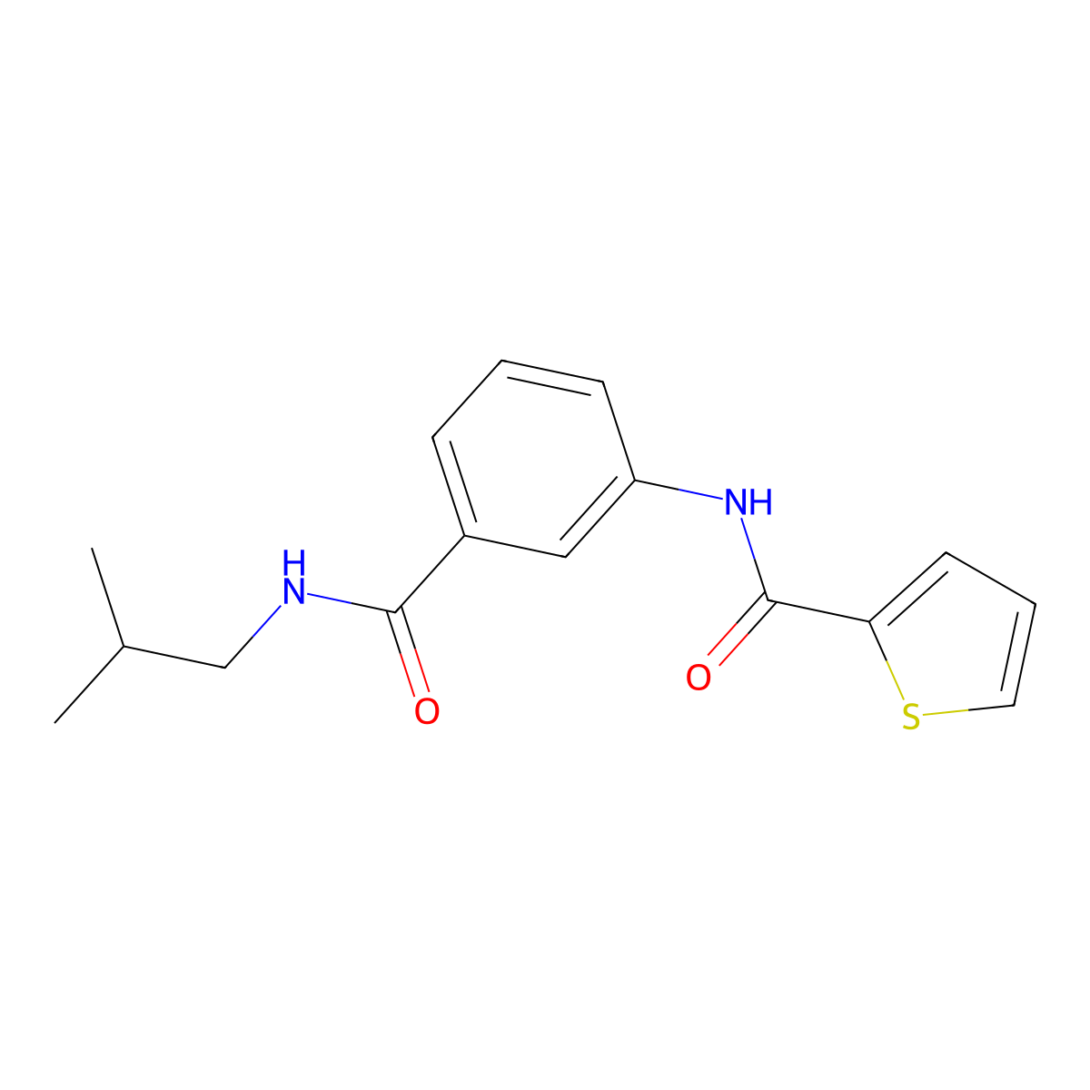 N-[3-(2-methylpropylcarbamoyl)phenyl]thiophene-2-carboxamide molecular structure, CAS 294891-44-4