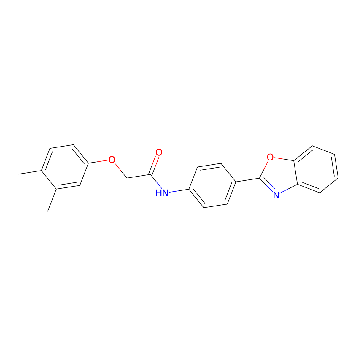 N-[4-(1,3-benzoxazol-2-yl)phenyl]-2-(3,4-dimethylphenoxy)acetamide molecular structure, CAS 294891-46-6