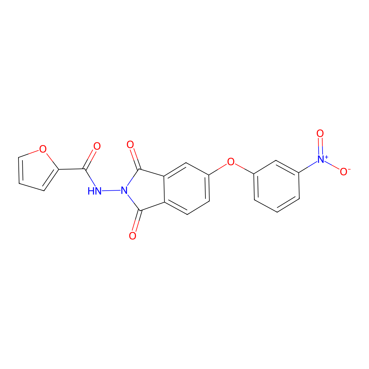N-[5-(3-nitrophenoxy)-1,3-dioxoisoindol-2-yl]furan-2-carboxamide molecular structure, CAS 294891-48-8