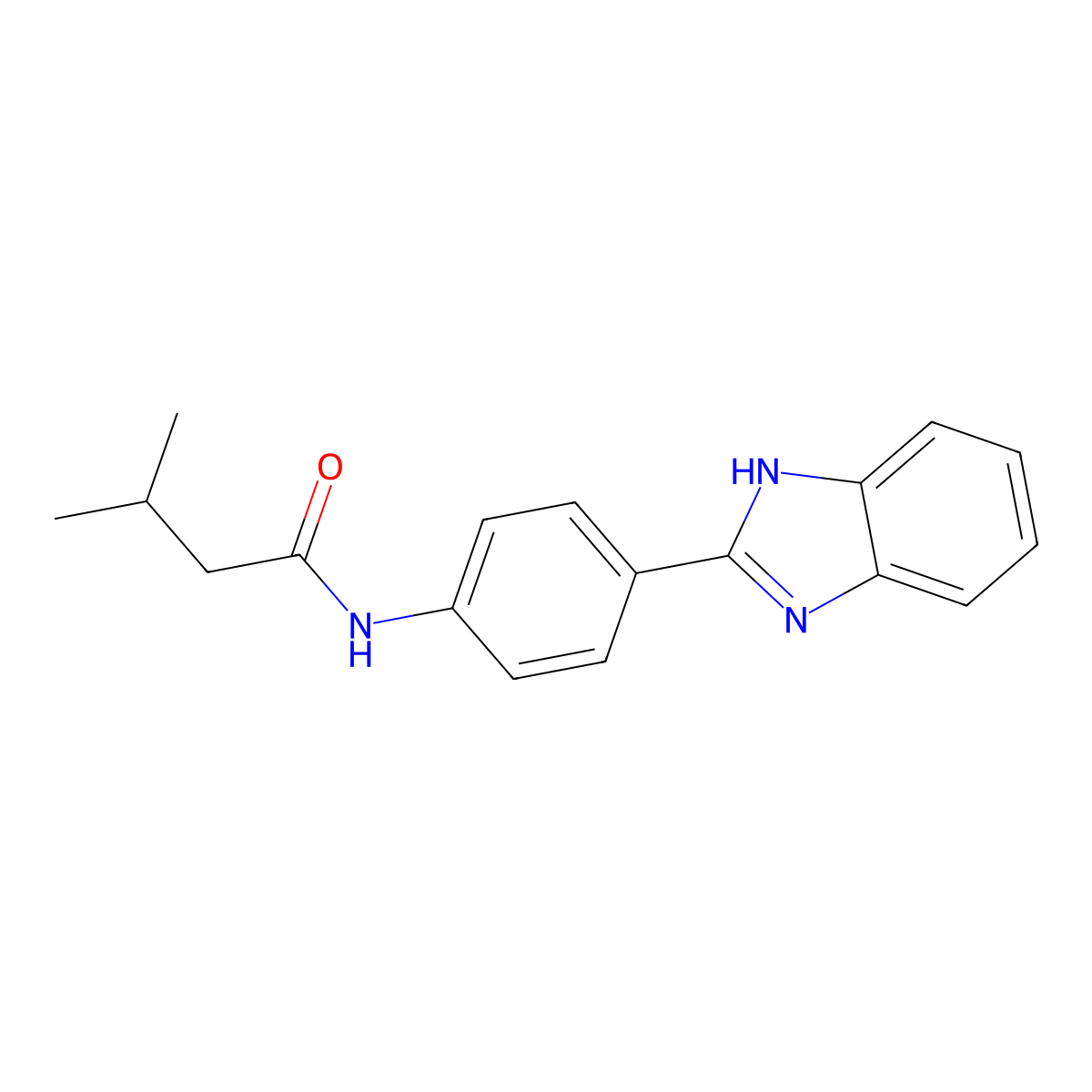 N-[4-(1H-benzimidazol-2-yl)phenyl]-3-methylbutanamide molecular structure, CAS 294891-50-2