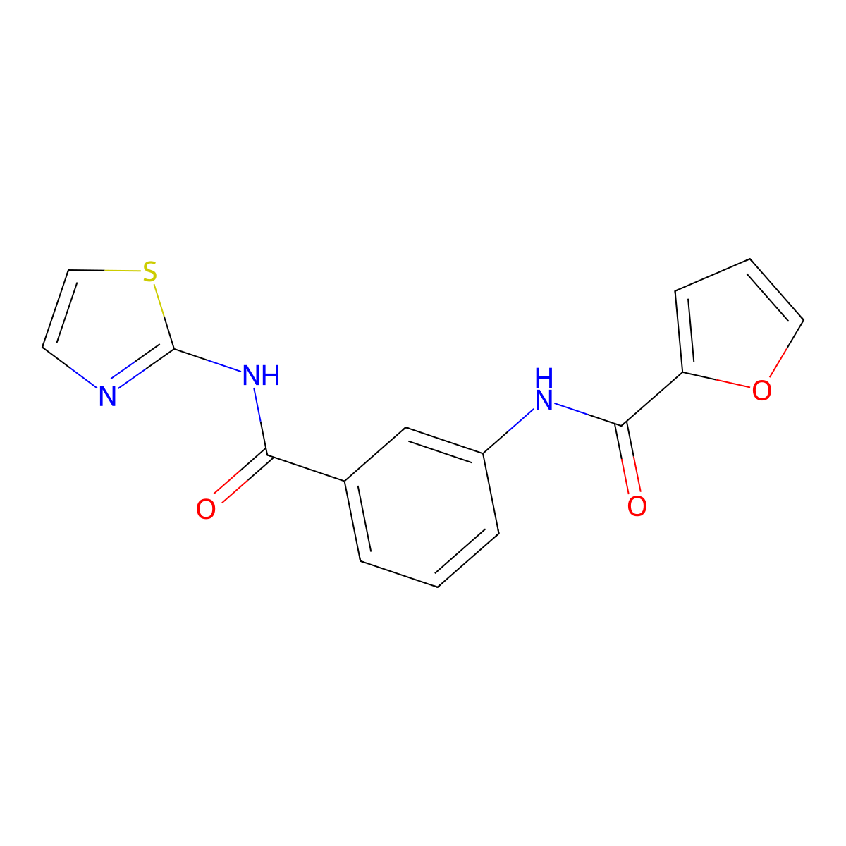 N-[3-(1,3-thiazol-2-ylcarbamoyl)phenyl]furan-2-carboxamide molecular structure, CAS 294891-60-4