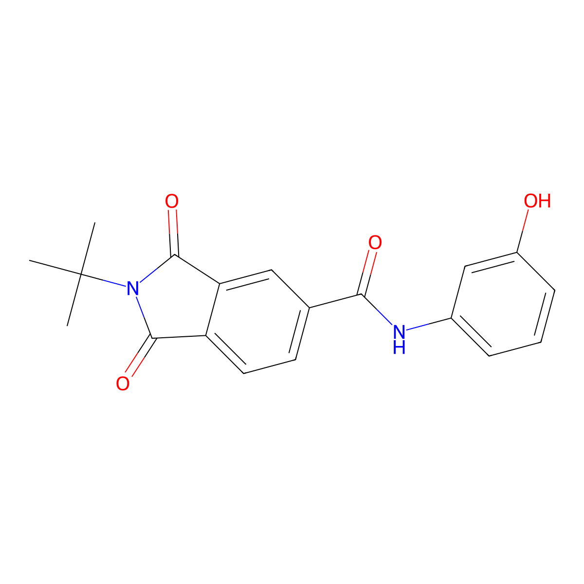 2-tert-butyl-N-(3-hydroxyphenyl)-1,3-dioxoisoindole-5-carboxamide molecular structure, CAS 294891-61-5