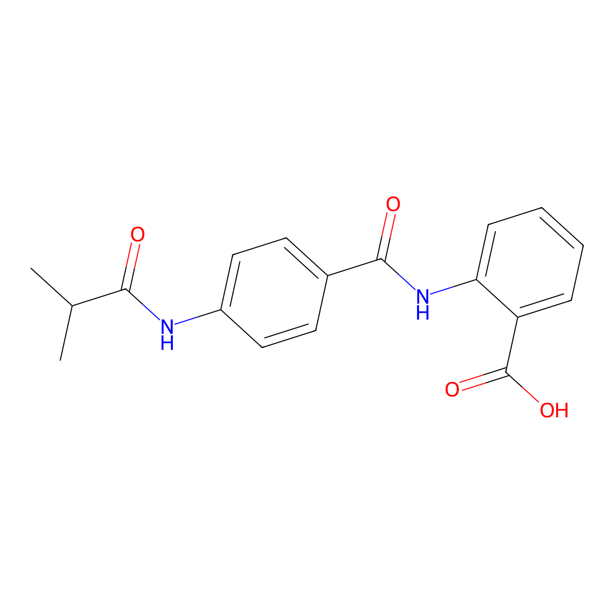 2-{[4-(2-Methylpropanoylamino)phenyl]carbonylamino}benzoic acid molecular structure, CAS 294891-76-2