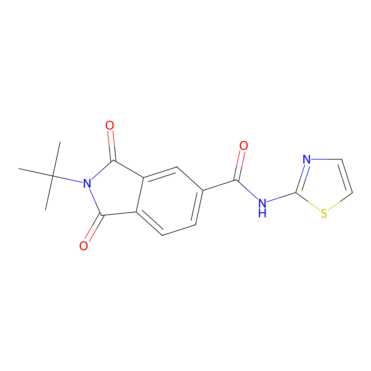 2-tert-butyl-1,3-dioxo-N-(1,3-thiazol-2-yl)isoindole-5-carboxamide molecular structure, CAS 294891-84-2