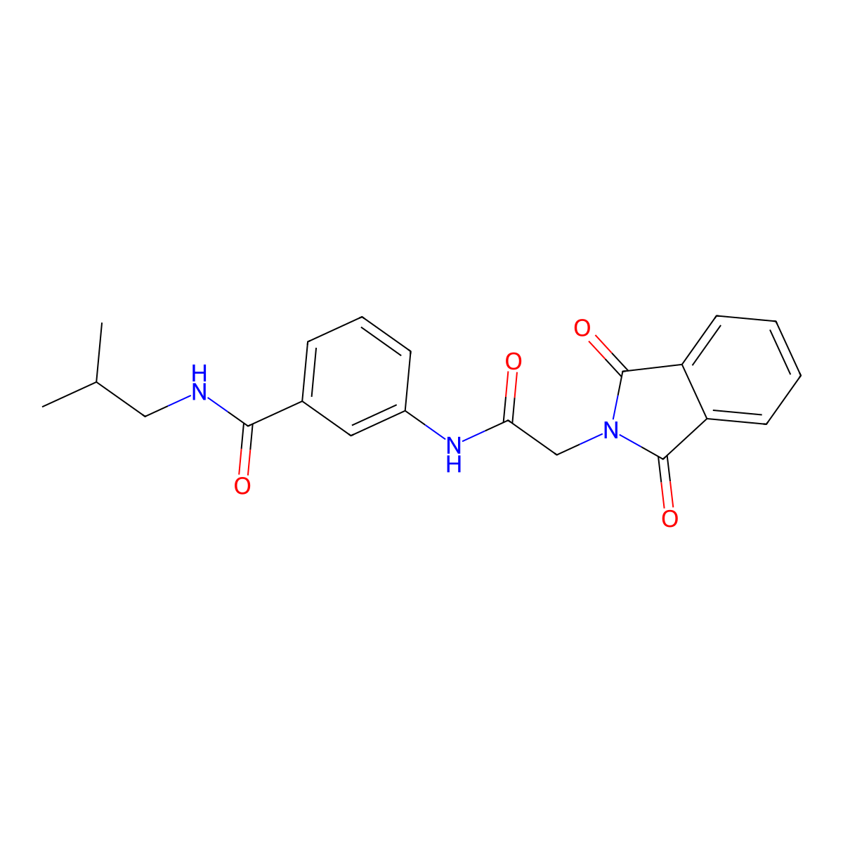 3-[[2-(1,3-dioxoisoindol-2-yl)acetyl]amino]-N-(2-methylpropyl)benzamide molecular structure, CAS 294891-86-4