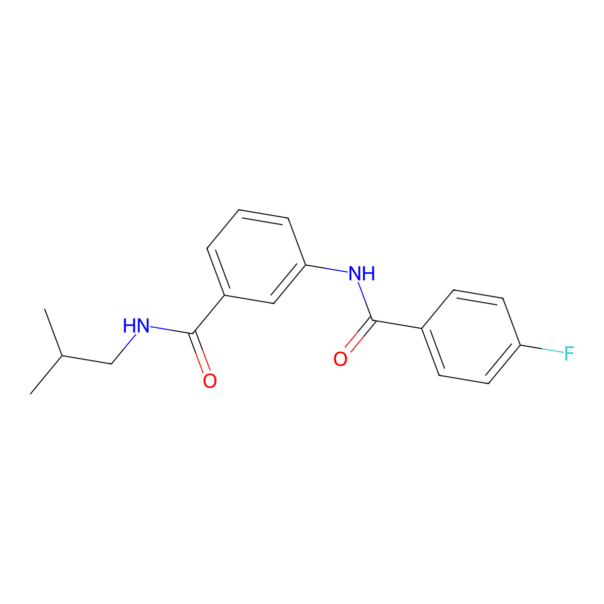 3-[(4-fluorobenzoyl)amino]-N-(2-methylpropyl)benzamide molecular structure, CAS 294891-98-8