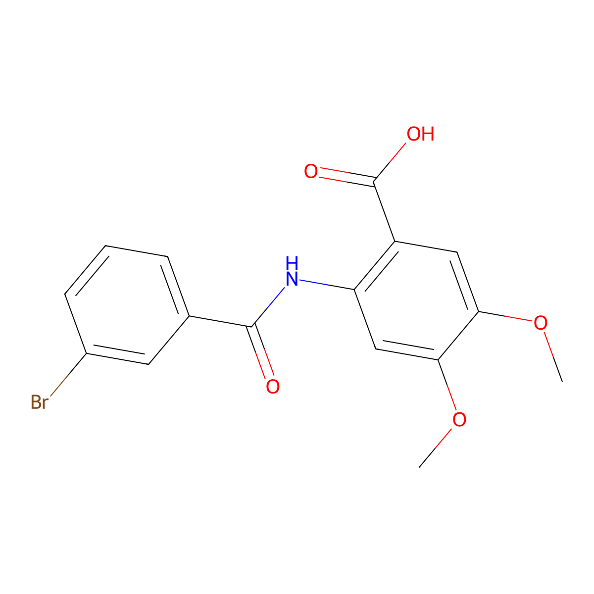 2-[(3-Bromobenzoyl)amino]-4,5-dimethoxybenzoic acid molecular structure, CAS 294892-08-3