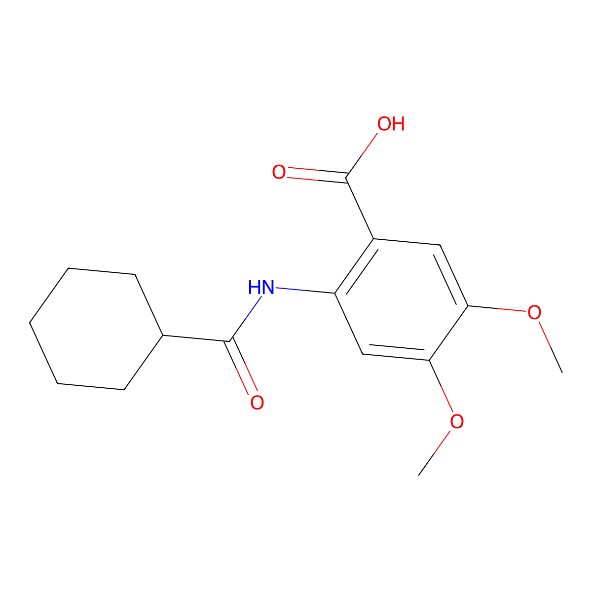 2-Cyclohexaneamido-4,5-dimethoxybenzoic acid molecular structure, CAS 294892-11-8