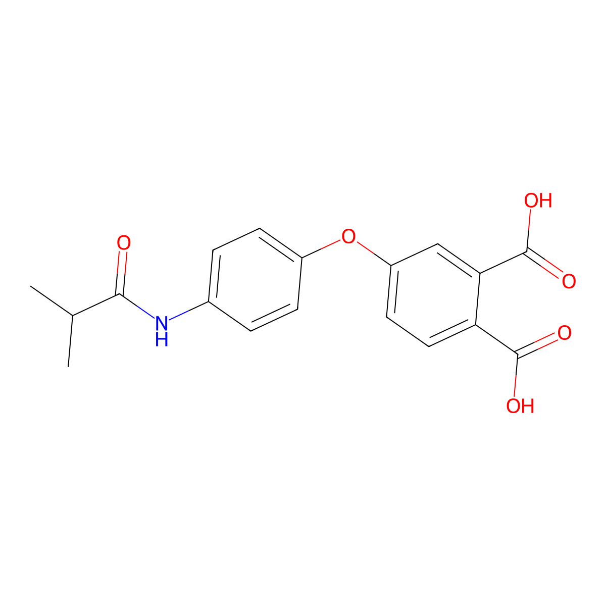 4-{4-[(2-Methylpropanoyl)amino]phenoxy}benzene-1,2-dicarboxylic acid molecular structure, CAS 294892-14-1