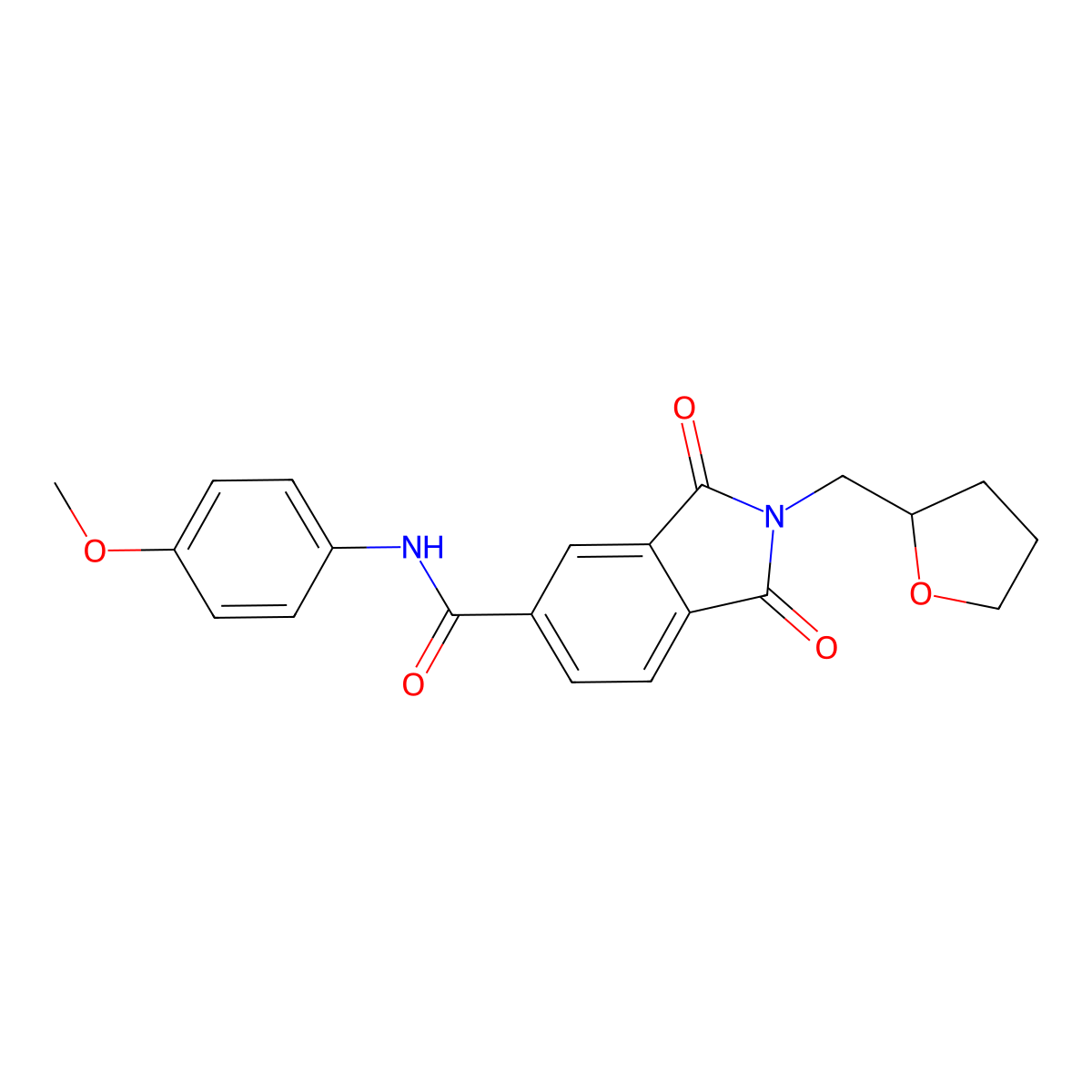 N-(4-methoxyphenyl)-1,3-dioxo-2-(oxolan-2-ylmethyl)isoindole-5-carboxamide molecular structure, CAS 294892-20-9