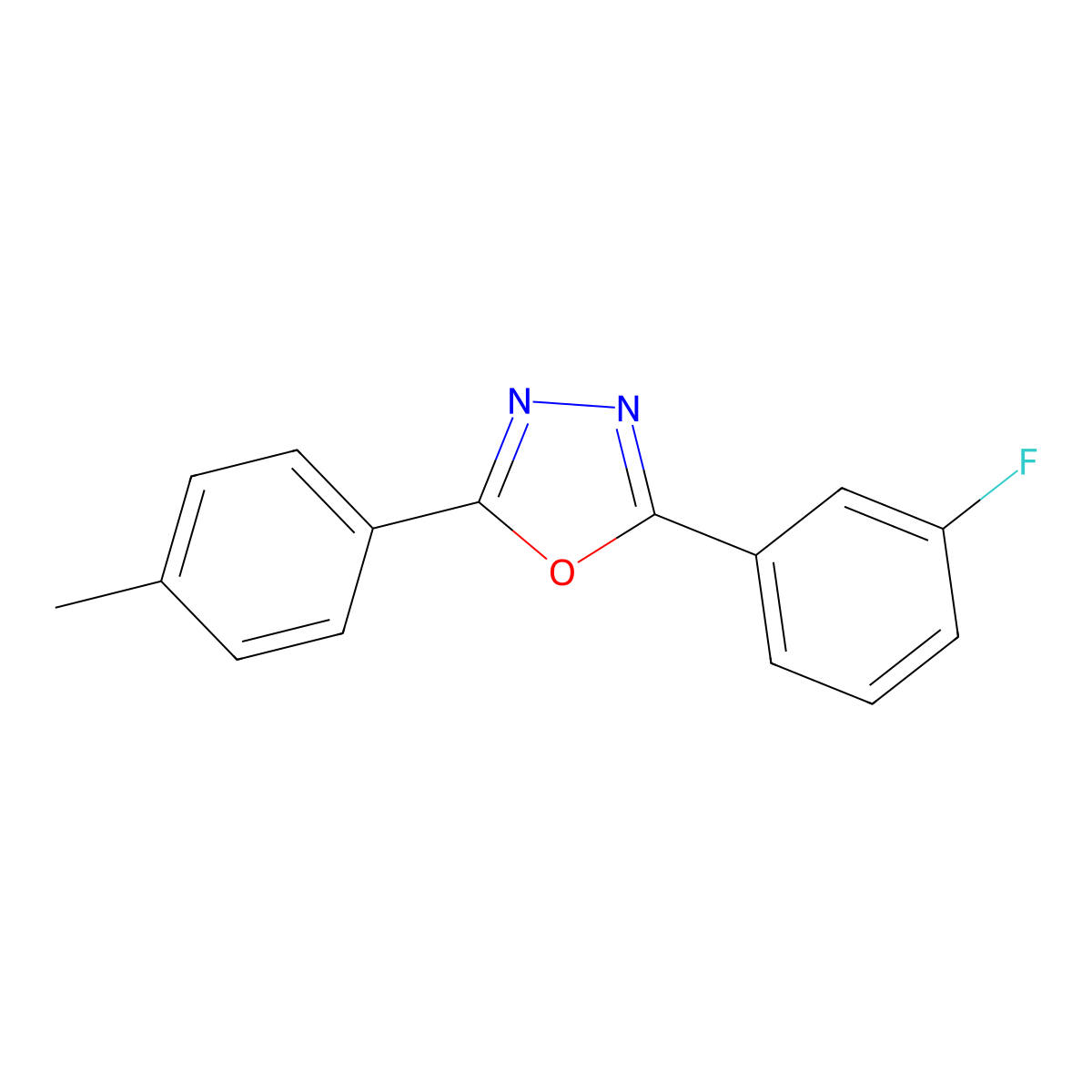 2-(3-Fluorophenyl)-5-(4-methylphenyl)-1,3,4-oxadiazole molecular structure, CAS 294892-25-4