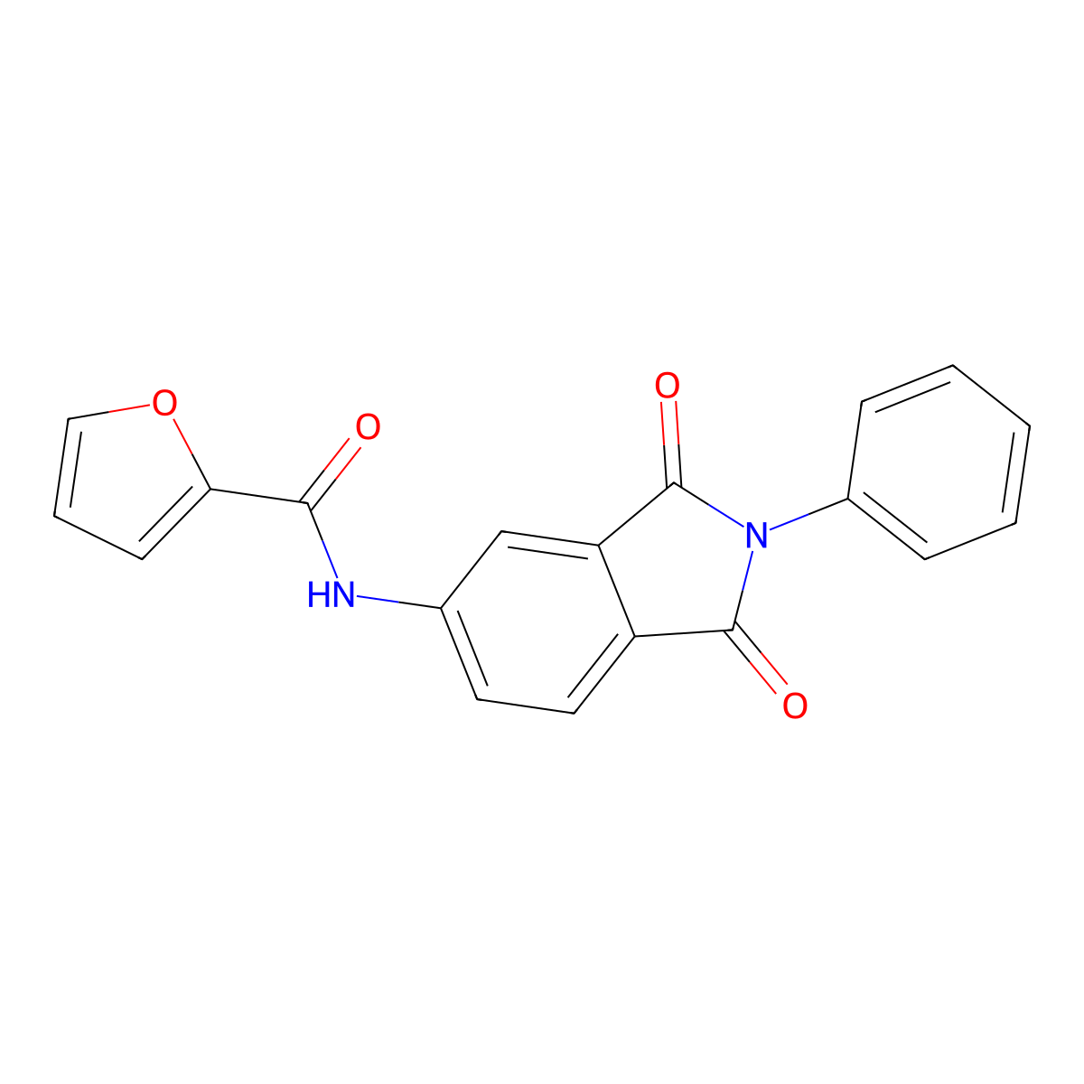 N-(1,3-dioxo-2-phenylisoindol-5-yl)furan-2-carboxamide molecular structure, CAS 294892-41-4