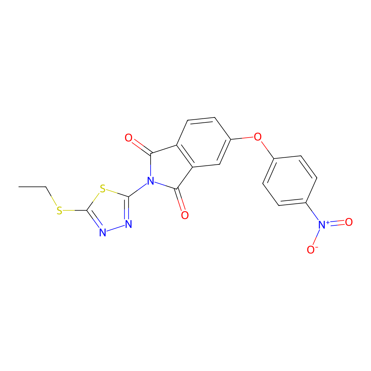 2-(5-Ethylsulfanyl-1,3,4-thiadiazol-2-yl)-5-(4-nitrophenoxy)isoindole-1,3-dione molecular structure, CAS 294892-46-9