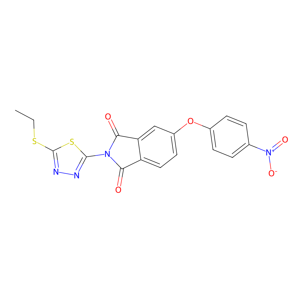 2-(5-Ethylsulfanyl-1,3,4-thiadiazol-2-yl)-5-(4-nitrophenoxy)isoindole-1,3-dione molecular structure, CAS 294892-46-9