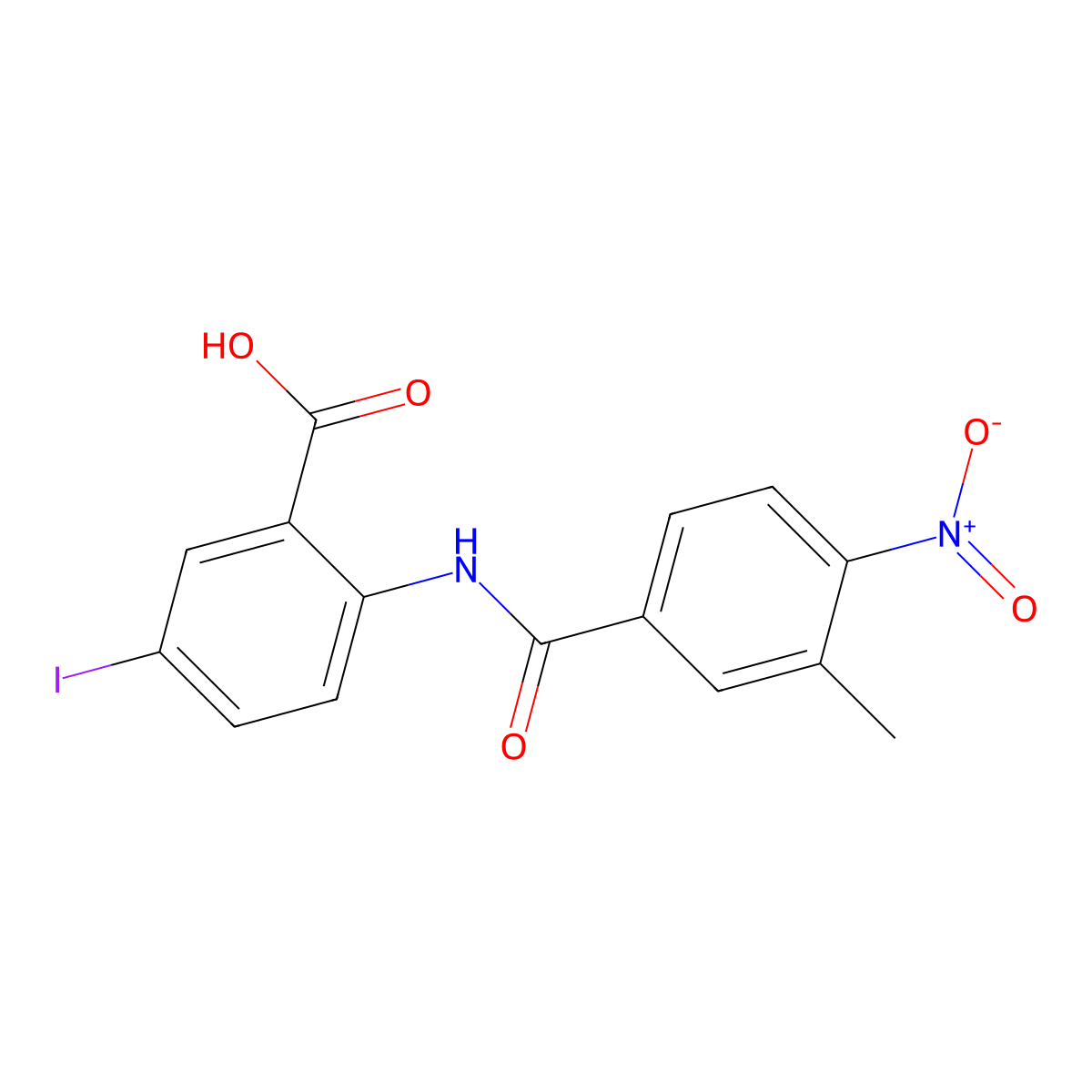 5-Iodo-2-[(3-methyl-4-nitrobenzoyl)amino]benzoic acid molecular structure, CAS 294892-53-8