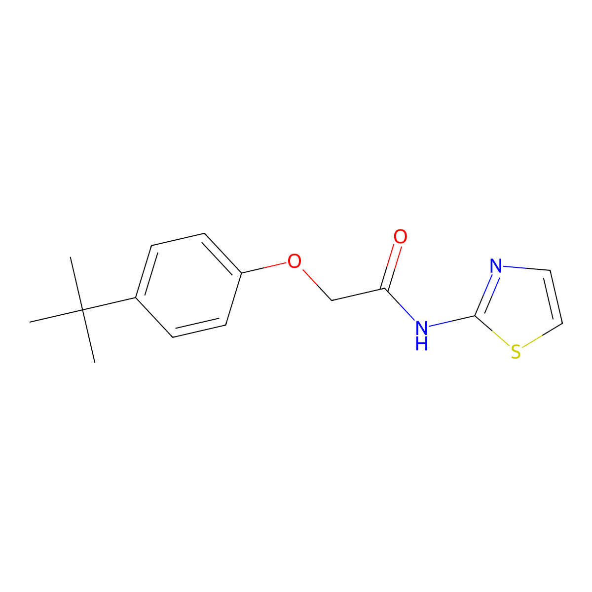 2-(4-tert-butylphenoxy)-N-(1,3-thiazol-2-yl)acetamide molecular structure, CAS 294892-73-2