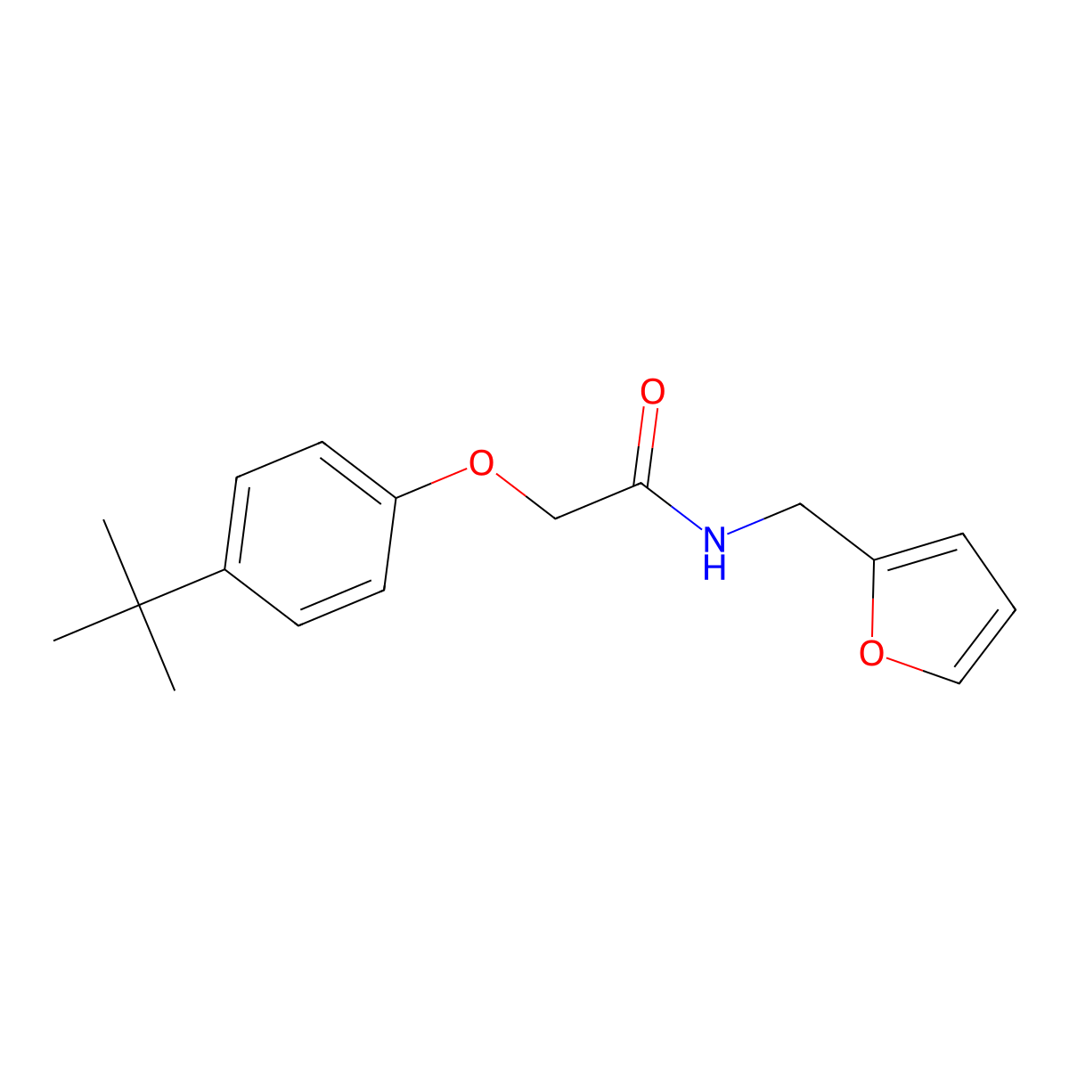 2-(4-tert-butylphenoxy)-N-(furan-2-ylmethyl)acetamide molecular structure, CAS 294892-74-3