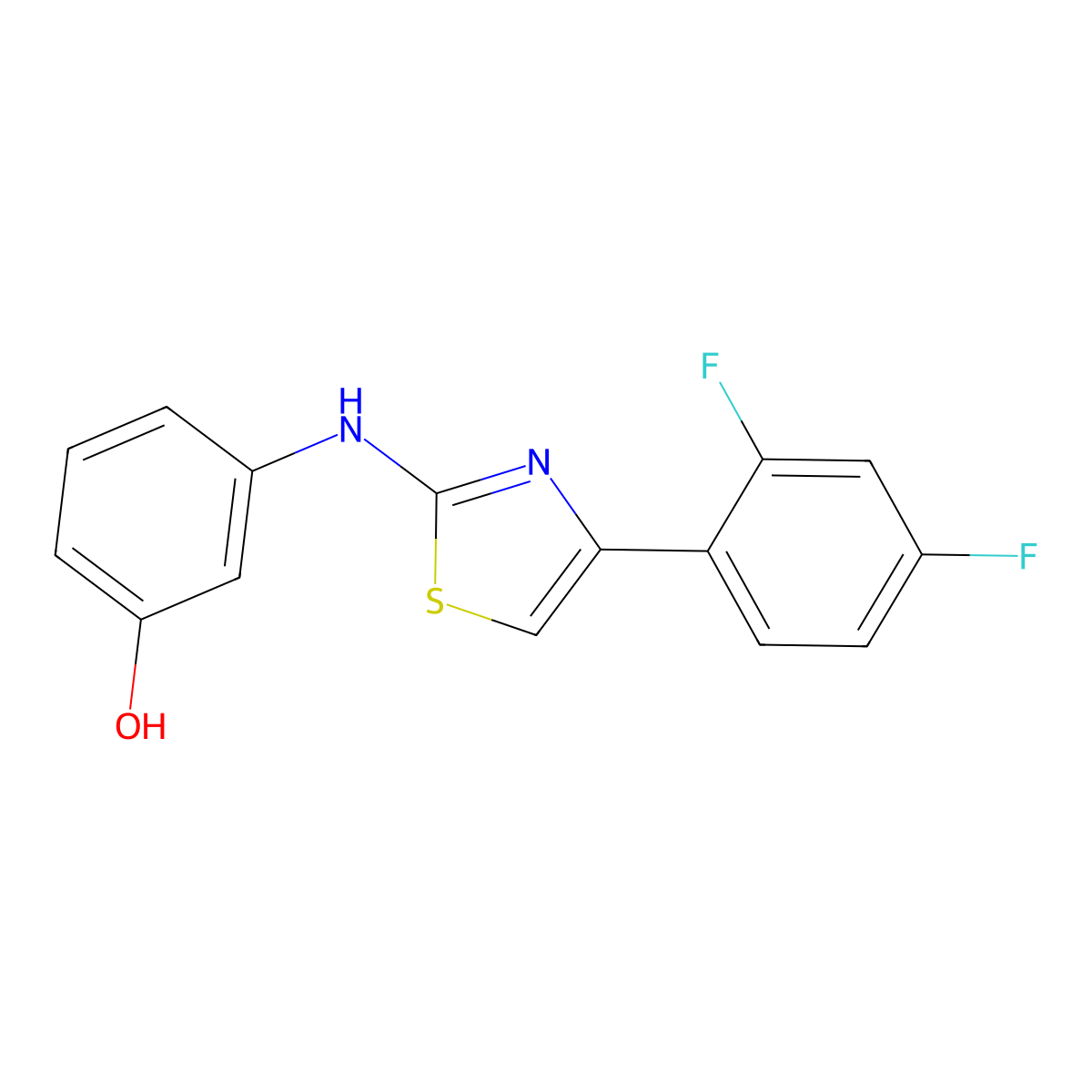 3-{[4-(2,4-Difluorophenyl)-1,3-thiazol-2-yl]amino}phenol molecular structure, CAS 294893-07-5