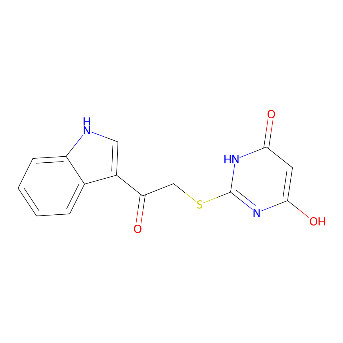 2-((2-(1H-Indol-3-yl)-2-oxoethyl)thio)-6-hydroxypyrimidin-4(3H)-one molecular structure, CAS 294893-24-6