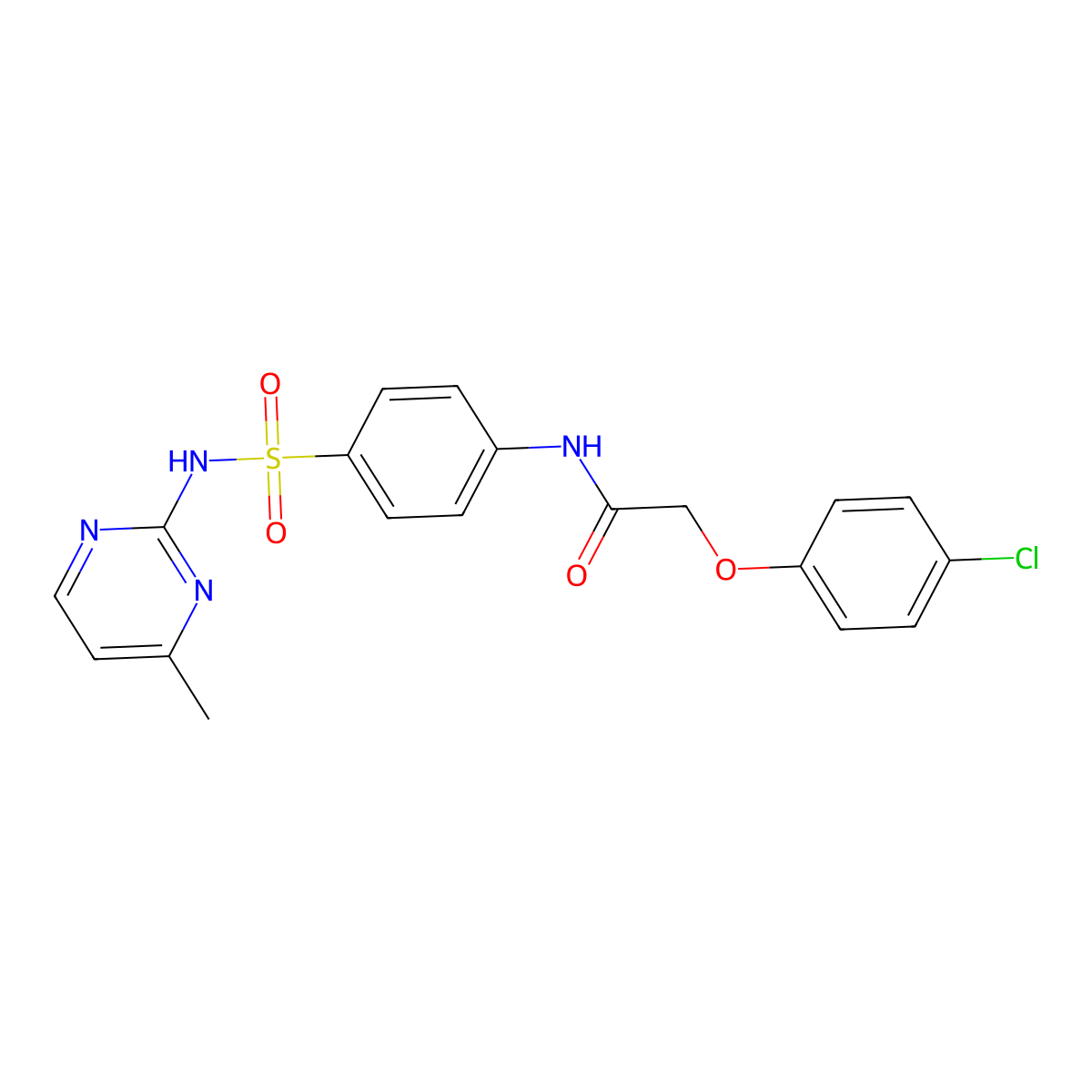 2-(4-chlorophenoxy)-N-{4-[(4-methylpyrimidin-2-yl)sulfamoyl]phenyl}acetamide molecular structure, CAS 294894-32-9