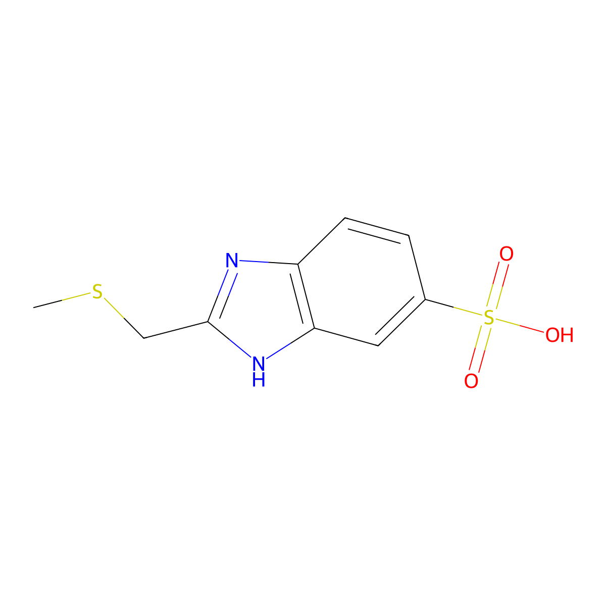 2-((Methylthio)methyl)-1H-benzimidazole-5-sulphonic acid molecular structure, CAS 29490-03-7
