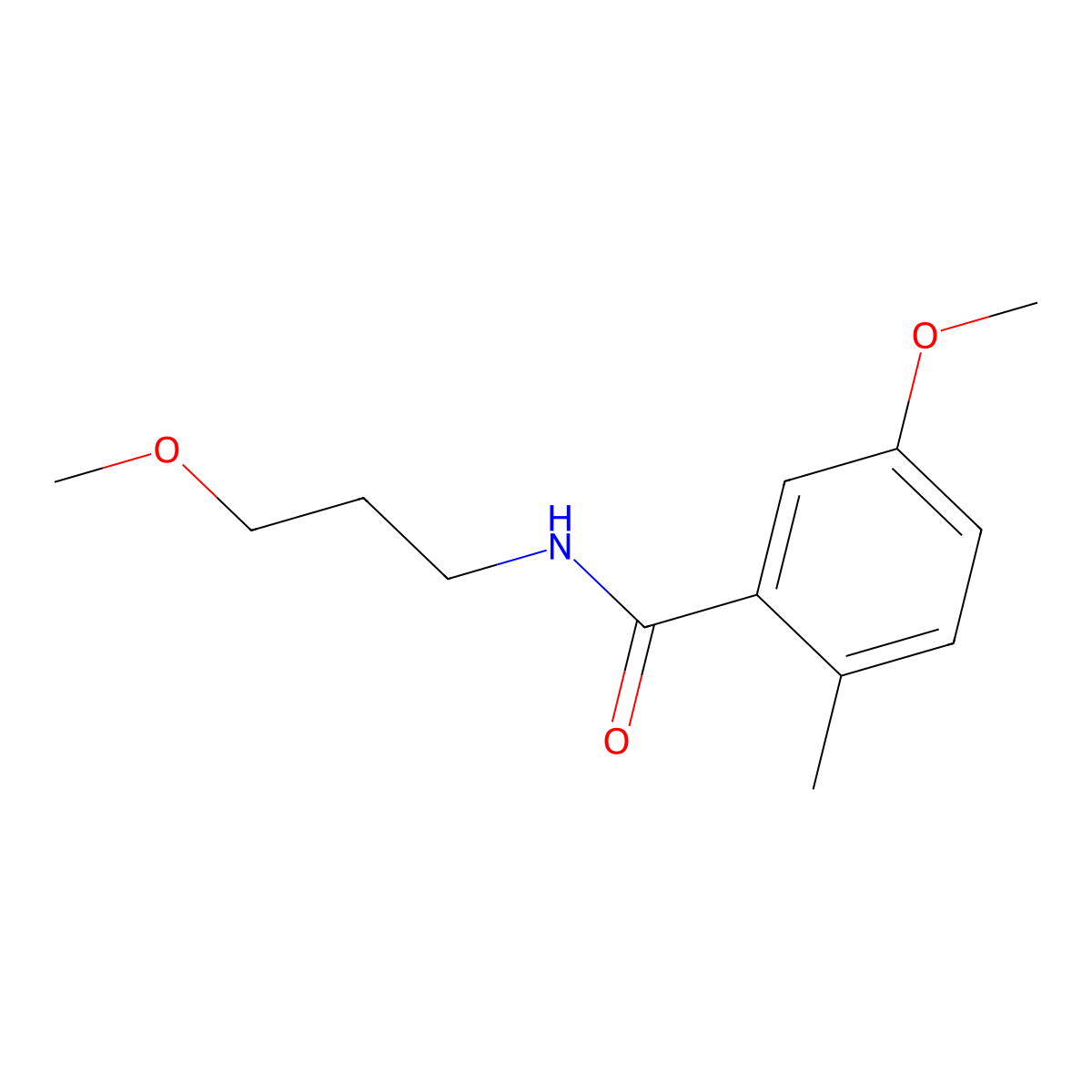 Benzamide, 5-methoxy-N-(3-methoxypropyl)-2-methyl- molecular structure, CAS 2949277-91-0