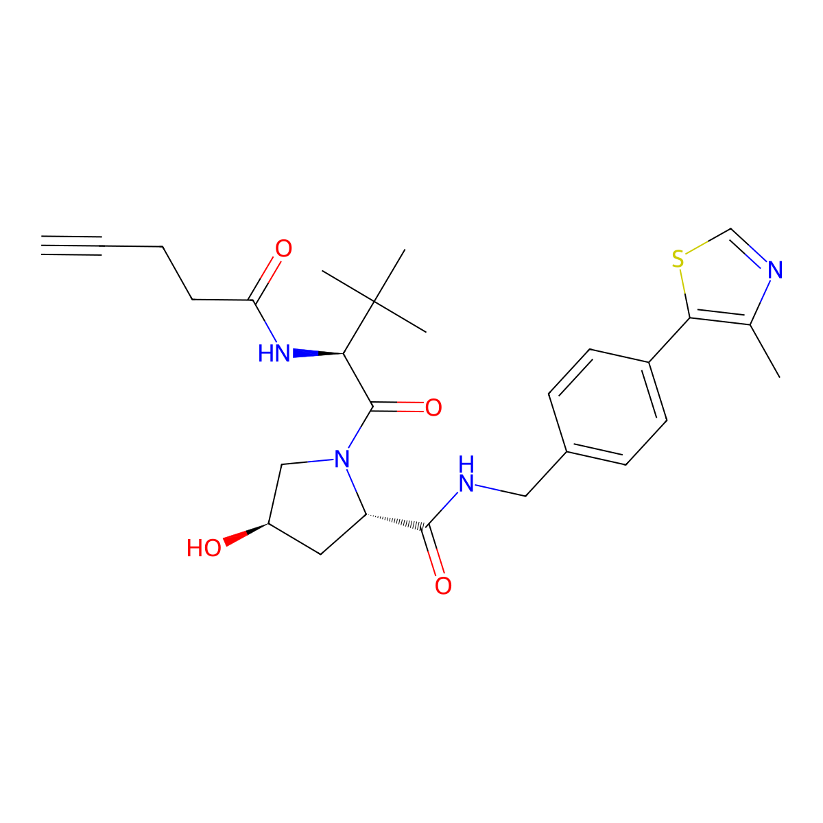 (2S,4R)-1-((S)-3,3-Dimethyl-2-(pent-4-ynamido)butanoyl)-4-hydroxy-N-(4-(4-methylthiazol-5-YL)benzyl)pyrrolidine-2-carboxamide molecular structure, CAS 2949430-77-5
