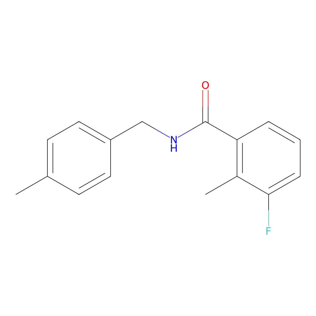 Benzamide, 3-fluoro-2-methyl-N-[(4-methylphenyl)methyl]- molecular structure, CAS 2949500-79-0