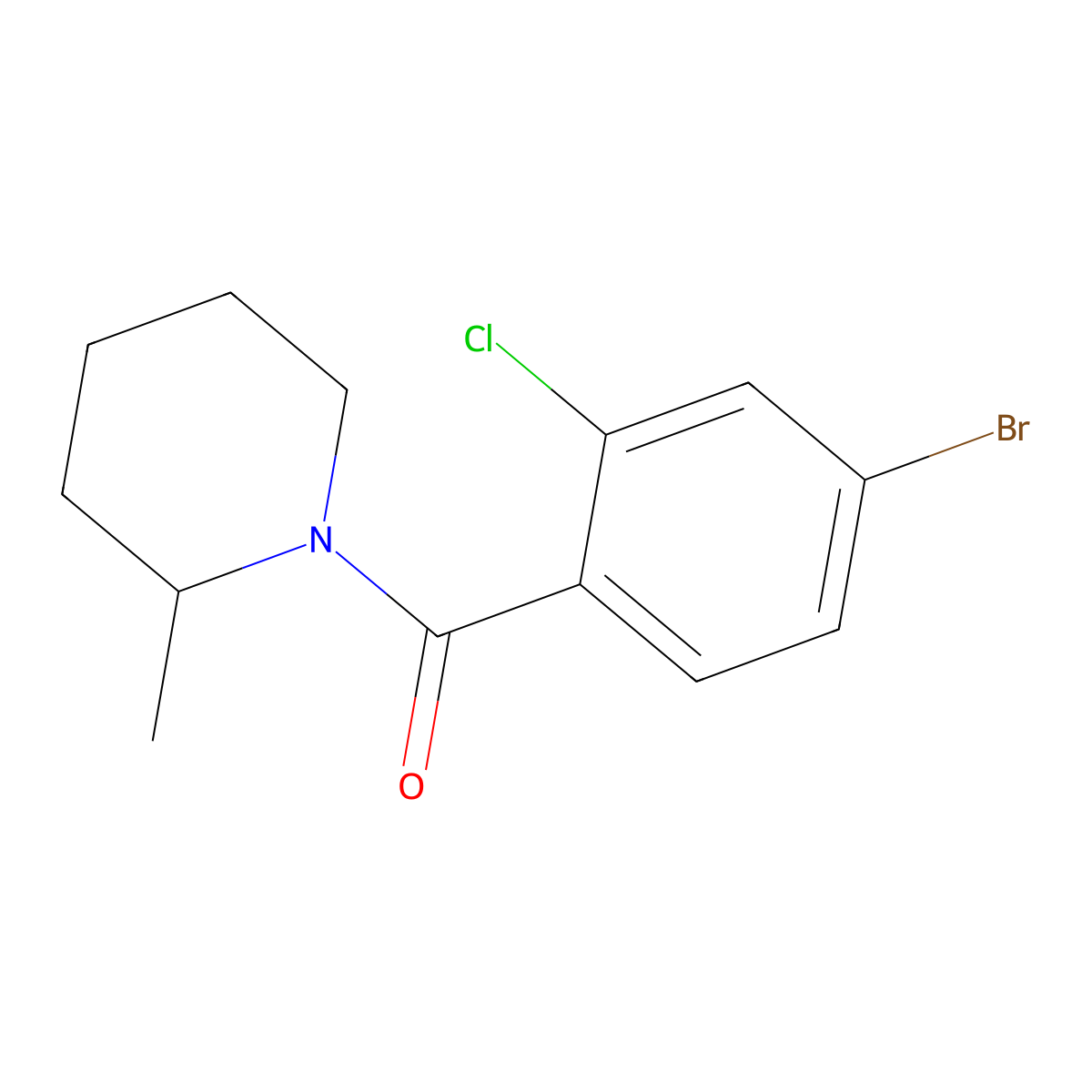 Methanone, (4-bromo-2-chlorophenyl)(2-methyl-1-piperidinyl)- molecular structure, CAS 2950616-94-9