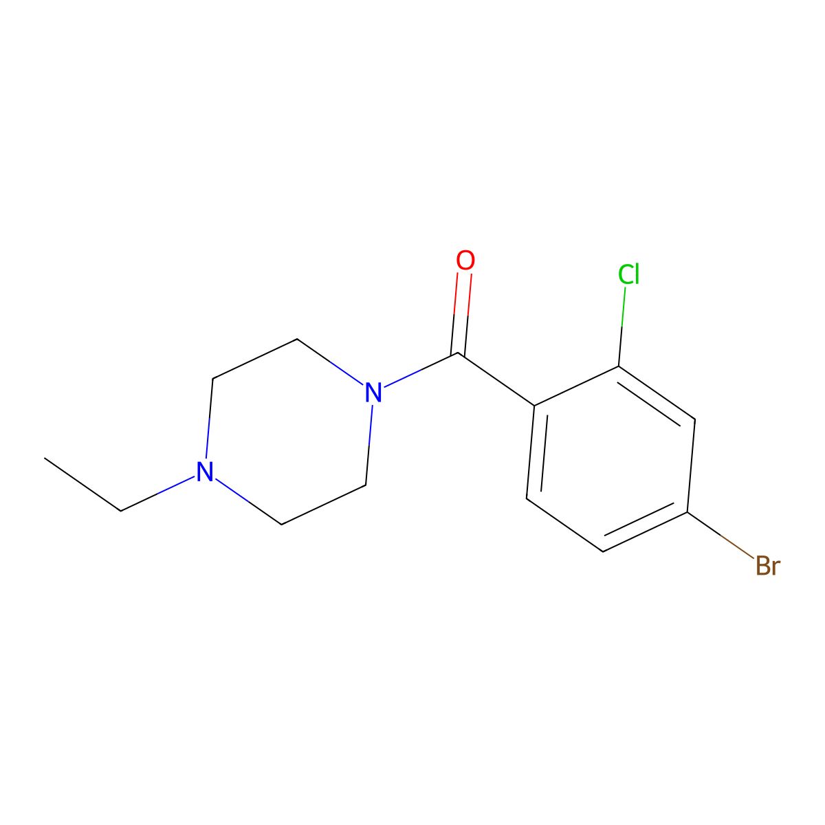 (4-Bromo-2-chlorophenyl)(4-ethylpiperazin-1-yl)methanone molecular structure, CAS 2950715-65-6