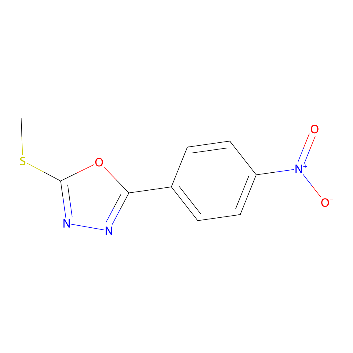 2-(Methylthio)-5-(4-nitrophenyl)-1,3,4-oxadiazole molecular structure, CAS 2951-22-6