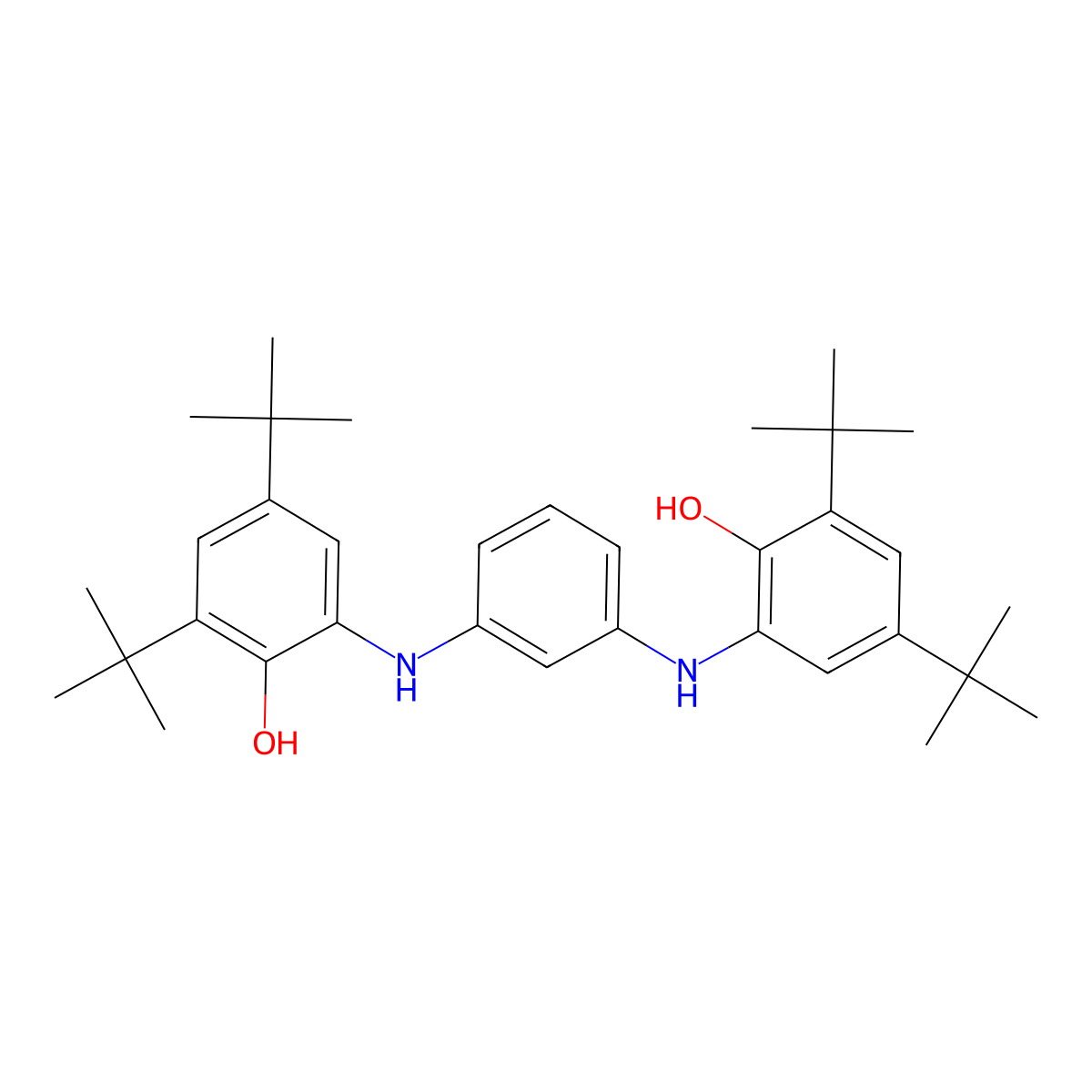 6,6'-(1,3-Phenylenebis(azanediyl))bis(2,4-di-tert-butylphenol) molecular structure, CAS 2951-81-7