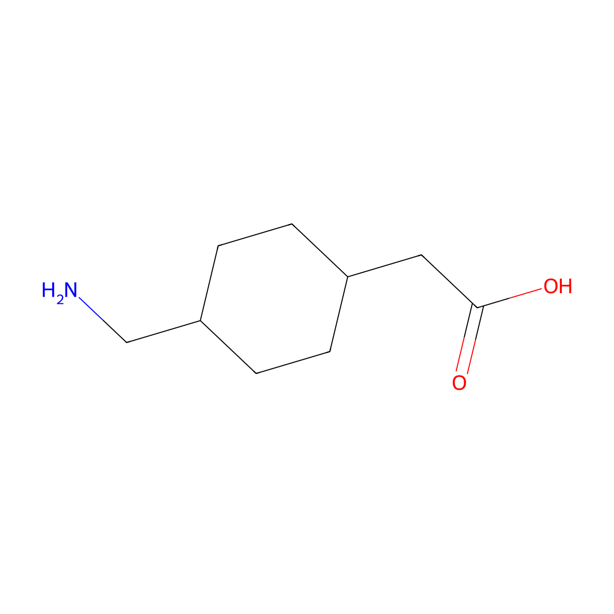 trans-(4-Aminomethylcyclohexyl)acetic acid molecular structure, CAS 2951-93-1