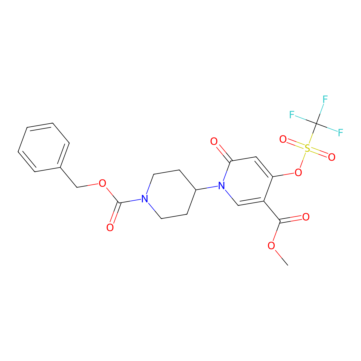 Methyl 1-{1-[(benzyloxy)carbonyl]piperidin-4-yl}-6-oxo-4-(trifluoromethanesulfonyloxy)-1,6-dihydropyridine-3-carboxylate molecular structure, CAS 2951053-57-7