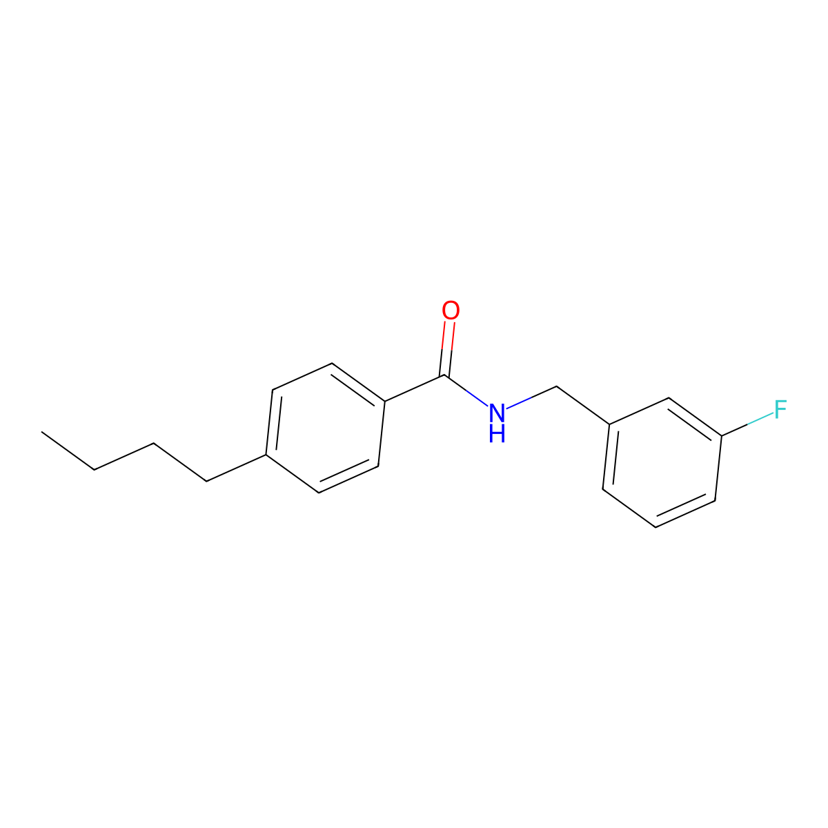Benzamide, 4-butyl-N-[(3-fluorophenyl)methyl]- molecular structure, CAS 2951560-91-9