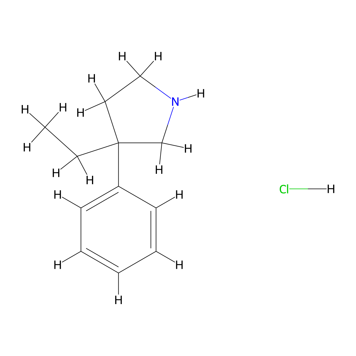 3-Ethyl-3-phenylpyrrolidine hydrochloride molecular structure, CAS 29520-00-1