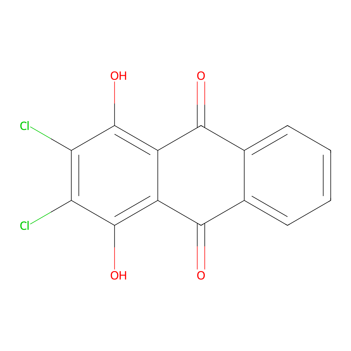 2,3-Dichloro-1,4-dihydroxyanthracene-9,10-dione molecular structure, CAS 29525-00-6