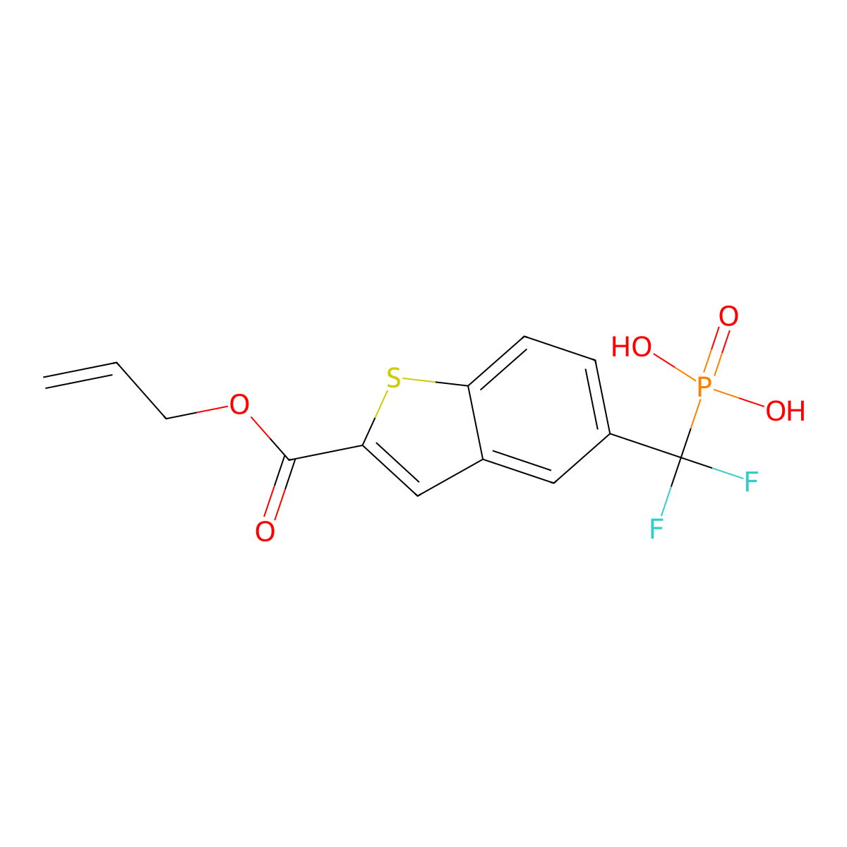 ((2-((Allyloxy)carbonyl)benzo[b]thiophen-5-yl)difluoromethyl)phosphonic acid molecular structure, CAS 2952622-55-6