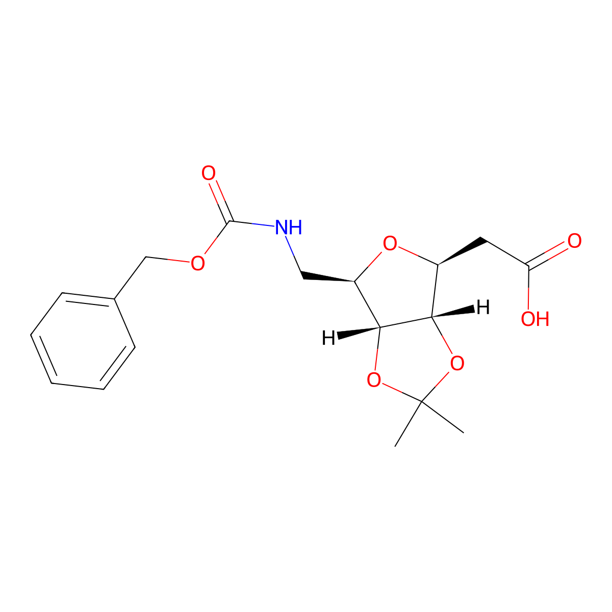 2-((3AS,4S,6R,6AR)-6-((((Benzyloxy)carbonyl)amino)methyl)-2,2-dimethyltetrahydrofuro[3,4-D][1,3]dioxol-4-YL)acetic acid molecular structure, CAS 2952678-38-3