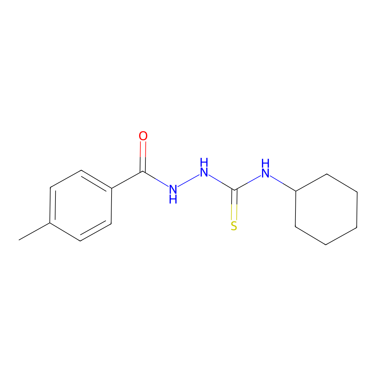1-Cyclohexyl-3-[(4-methylbenzoyl)amino]thiourea molecular structure, CAS 29527-16-0