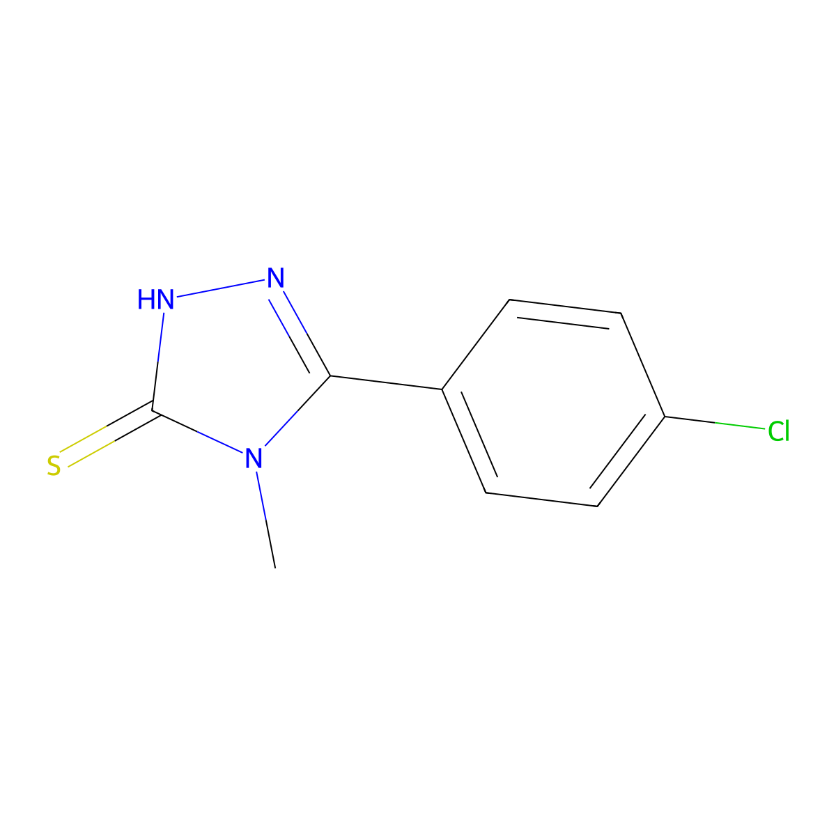 4H-1,2,4-Triazole-3-thiol, 5-(p-chlorophenyl)-4-methyl- molecular structure, CAS 29527-27-3