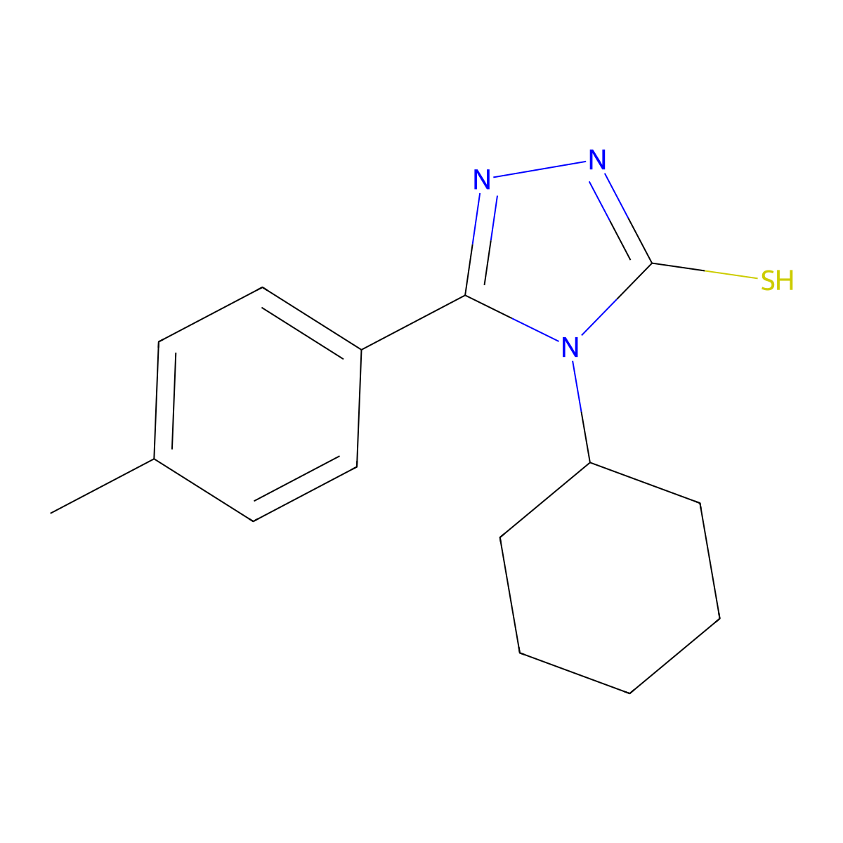4-cyclohexyl-3-(p-tolyl)-1H-1,2,4-triazole-5(4H)-thione molecular structure, CAS 29527-34-2