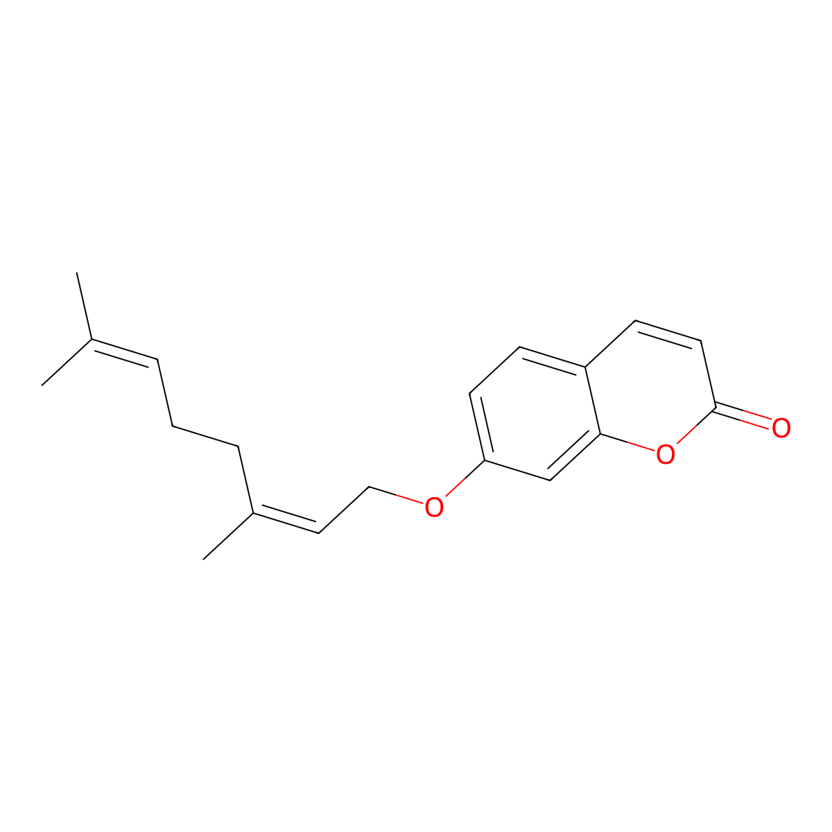 2H-1-Benzopyran-2-one, 7-[[(2E)-3,7-dimethyl-2,6-octadienyl]oxy]- molecular structure, CAS 29527-66-0