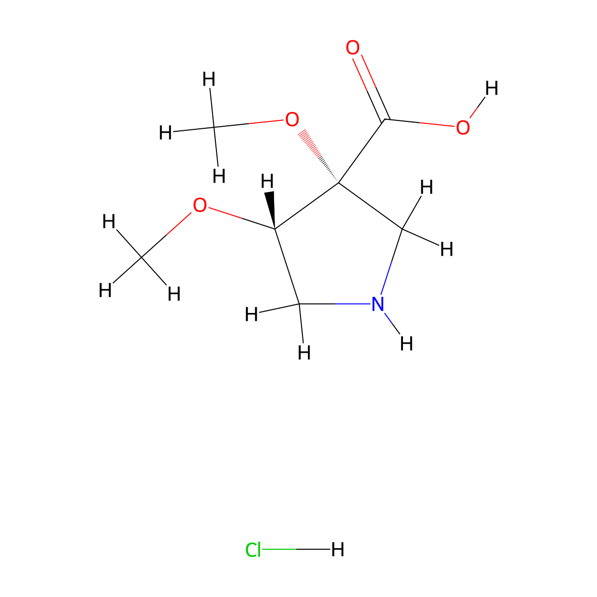 rac-(3R,4S)-3,4-dimethoxypyrrolidine-3-carboxylic acid hydrochloride molecular structure, CAS 2952823-72-0