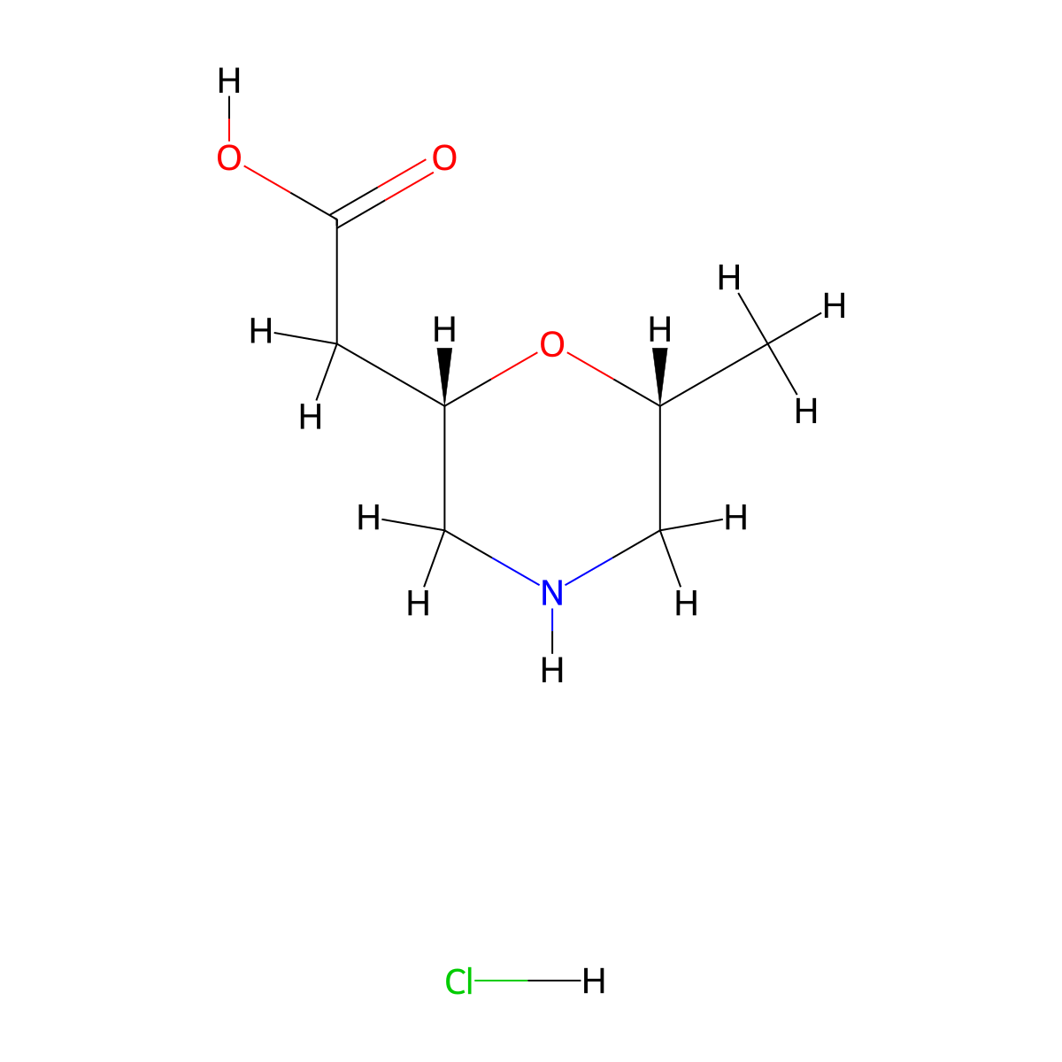 rac-2-[(2R,6S)-6-methylmorpholin-2-yl]acetic acid hydrochloride molecular structure, CAS 2952824-63-2