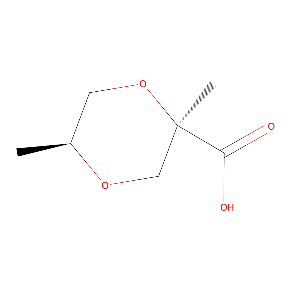 rac-(2R,5S)-2,5-dimethyl-1,4-dioxane-2-carboxylic acid molecular structure, CAS 2952824-68-7