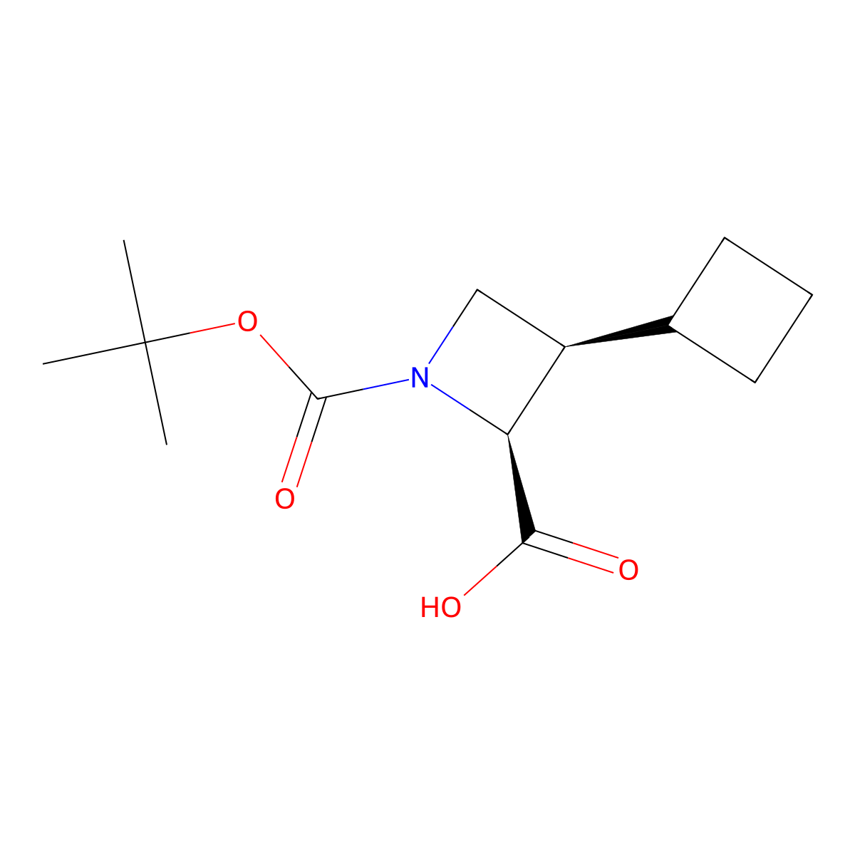 rac-(2R,3S)-1-[(tert-butoxy)carbonyl]-3-cyclobutylazetidine-2-carboxylic acid molecular structure, CAS 2952824-93-8